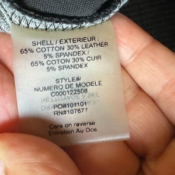 Alice + Olivia Women's Black Ribbed Zip Front Leather Panel Leggings Size 6 - Picture 11 of 11